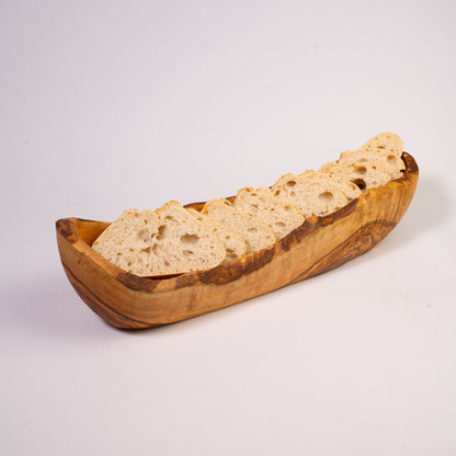 Rustikale Brotschale aus Olivenholz 25- 34 cm
