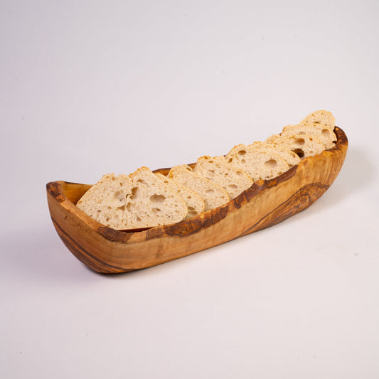 Rustikale Brotschale aus Olivenholz 25- 34 cm